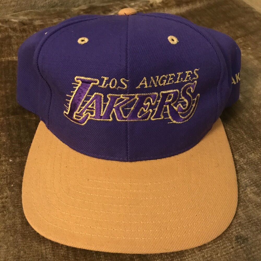 Vintage Los Angeles Lakers Snapback Hat Cap Wool Script NBA “Rare” 90’s Hat
